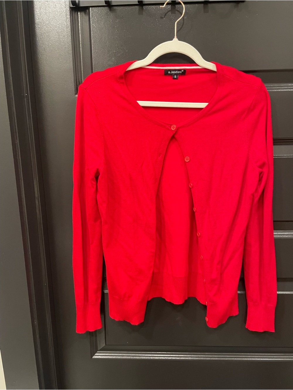 Bright Red Button-Up Cardigan